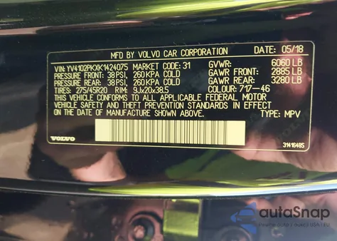 2019 Volvo Xc90 T5 Momentum z USA, uszkodzony, nr VIN YV4102PKXK1424075